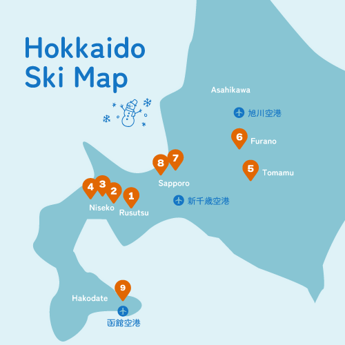 北海道スキー場マップ