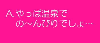 やっぱ温泉での～んびりでしょ・・・