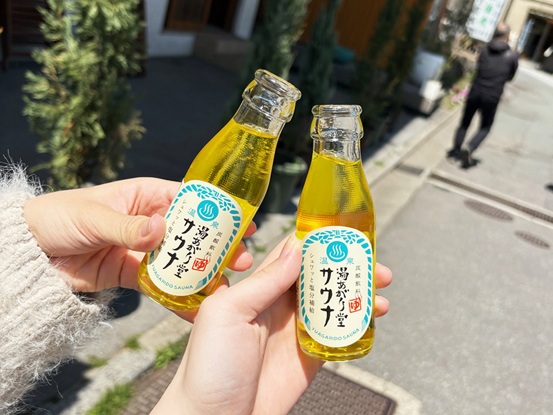 温泉卵にサイダー