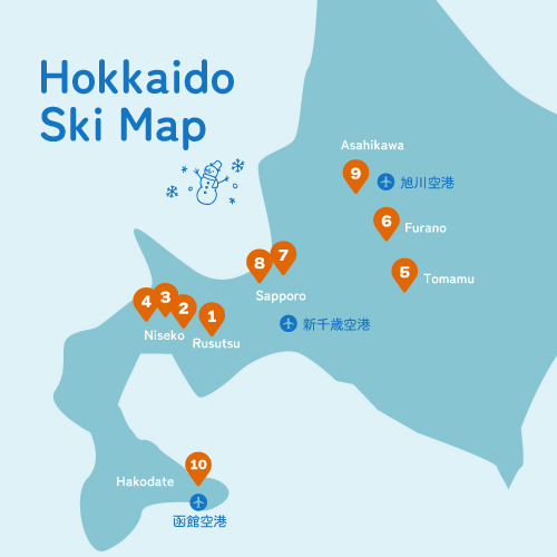 北海道スキー場マップ